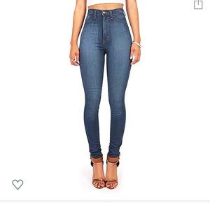 High waisted denim skinny jeans